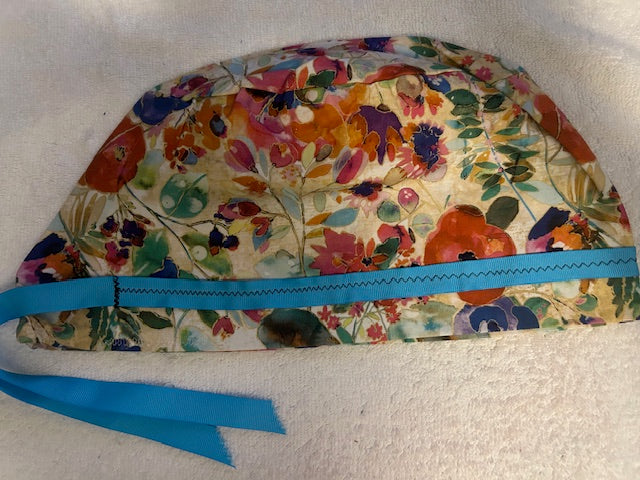 Spring Garden Floral Scrub Caps