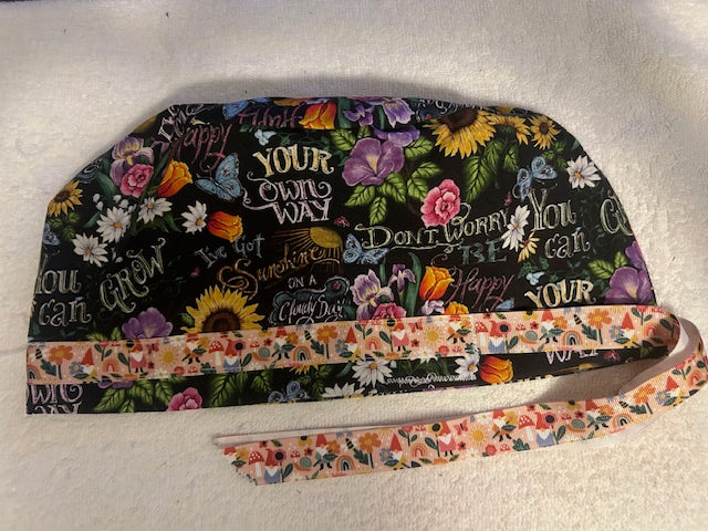 Spring Garden Floral Scrub Caps