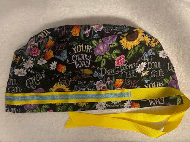 Spring Garden Floral Scrub Caps