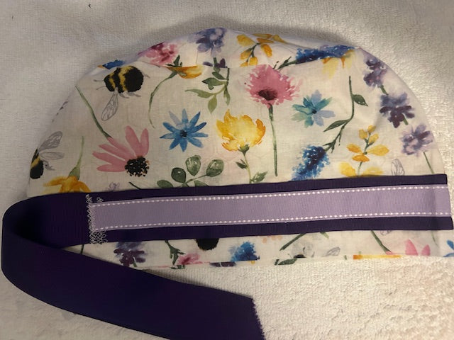 Spring Garden Floral Scrub Caps