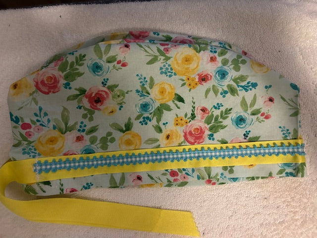 Spring Garden Floral Scrub Caps