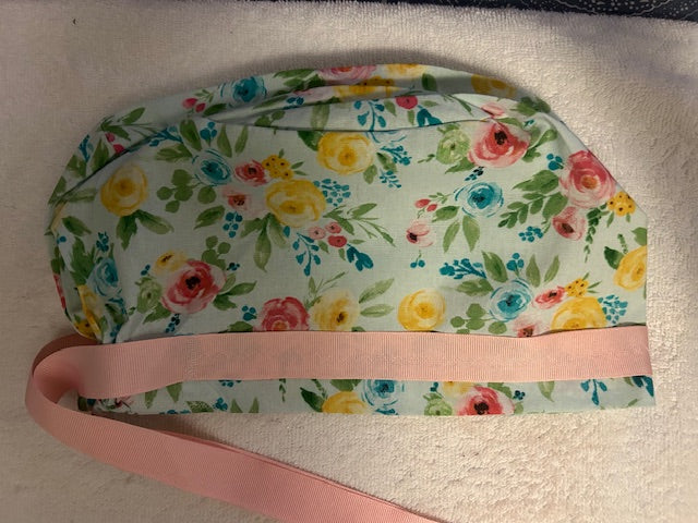 Spring Garden Floral Scrub Caps